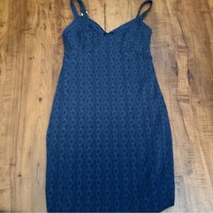 Elegant Navy Blue Lace Dress